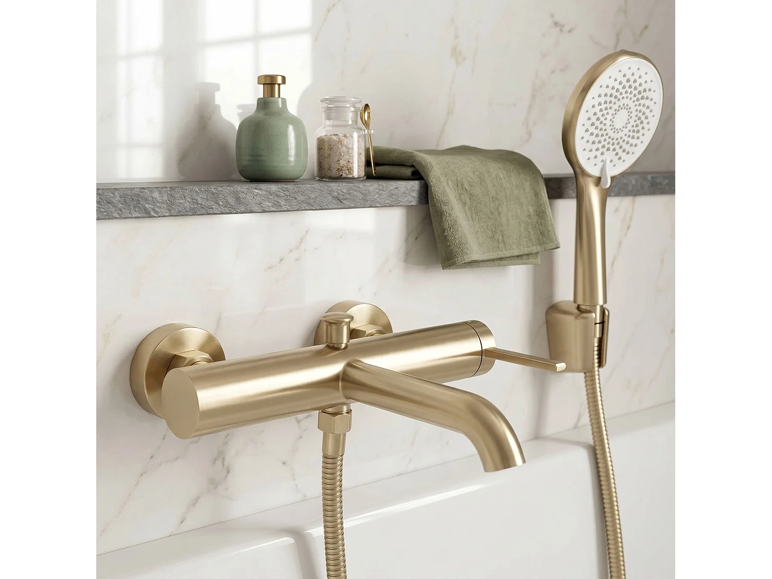 Robinet De Baignoire Rea Rivo Brush Gold