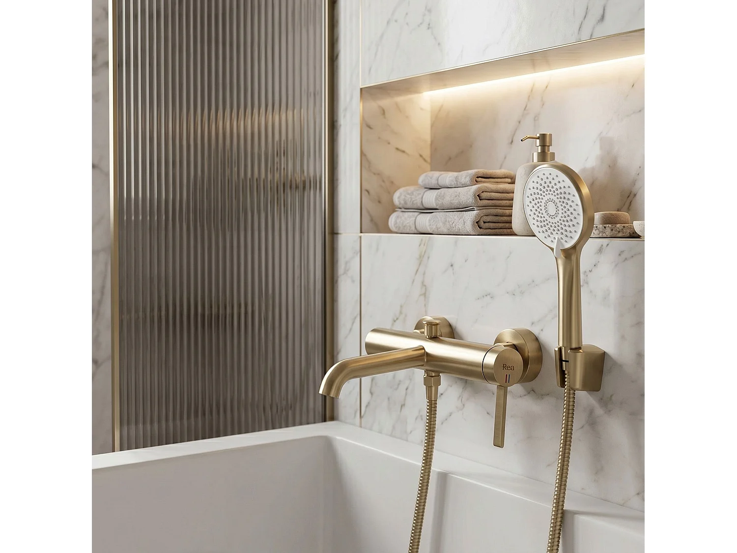 Robinet De Baignoire Rea Rivo Brush Gold