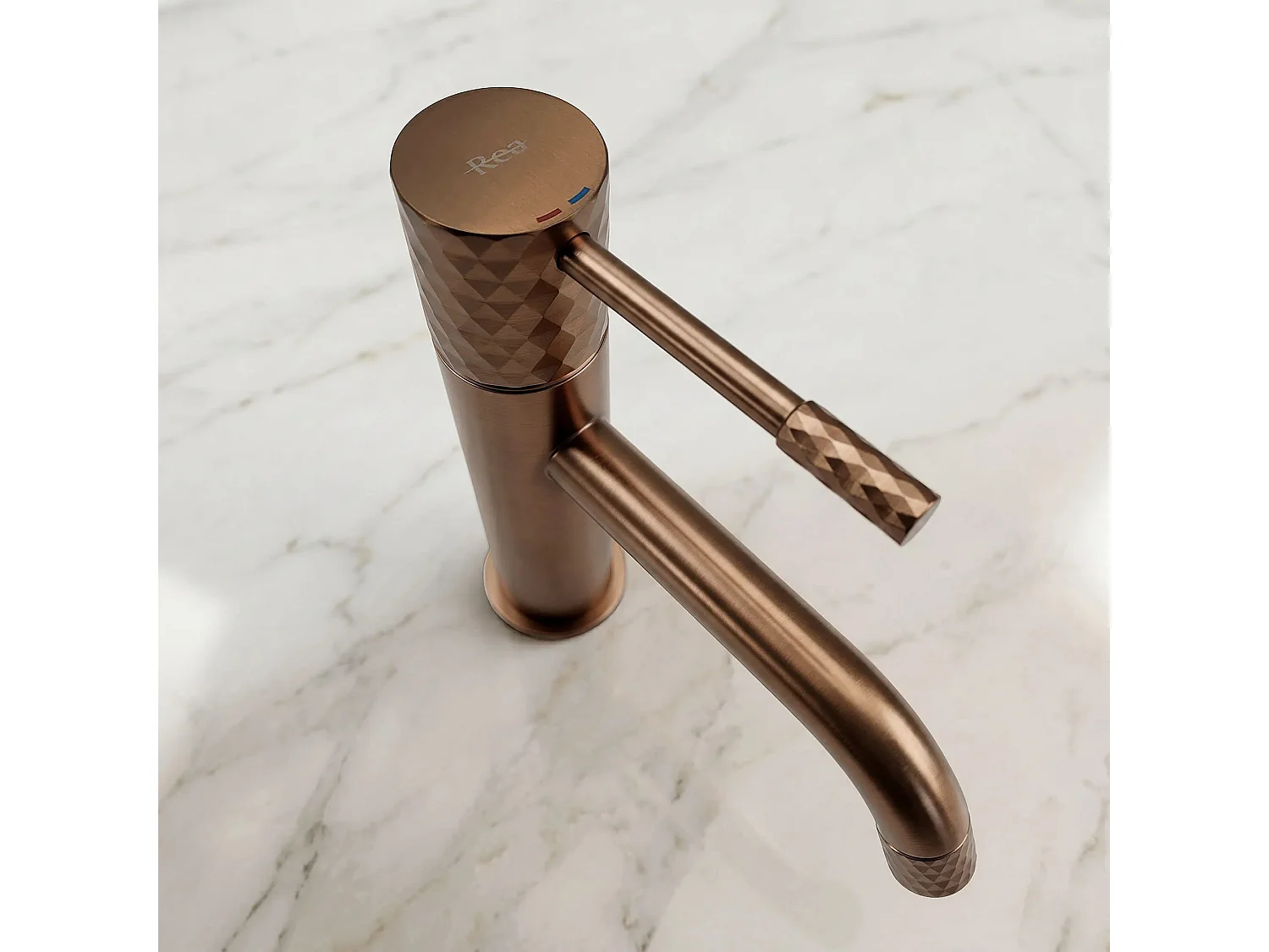 Wastafelkraan Rea Lungo Low Brush Copper