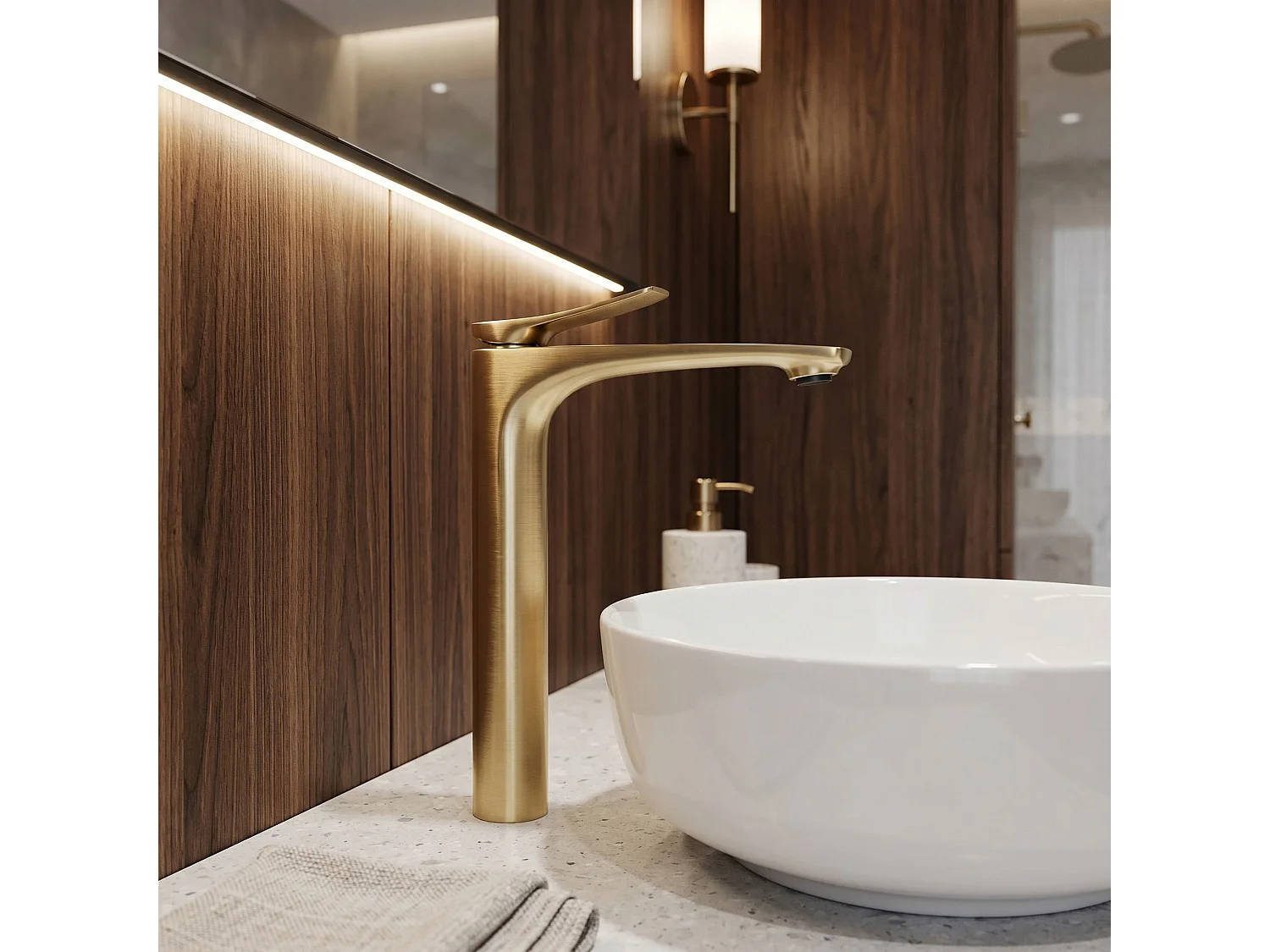 Wastafelkraan Rea Premium Vision High Brush Gold
