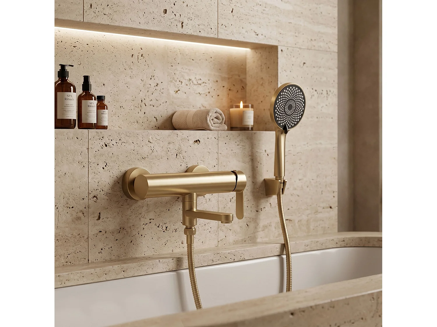 Torneira Da Banheira Rea Arcos Brush Gold