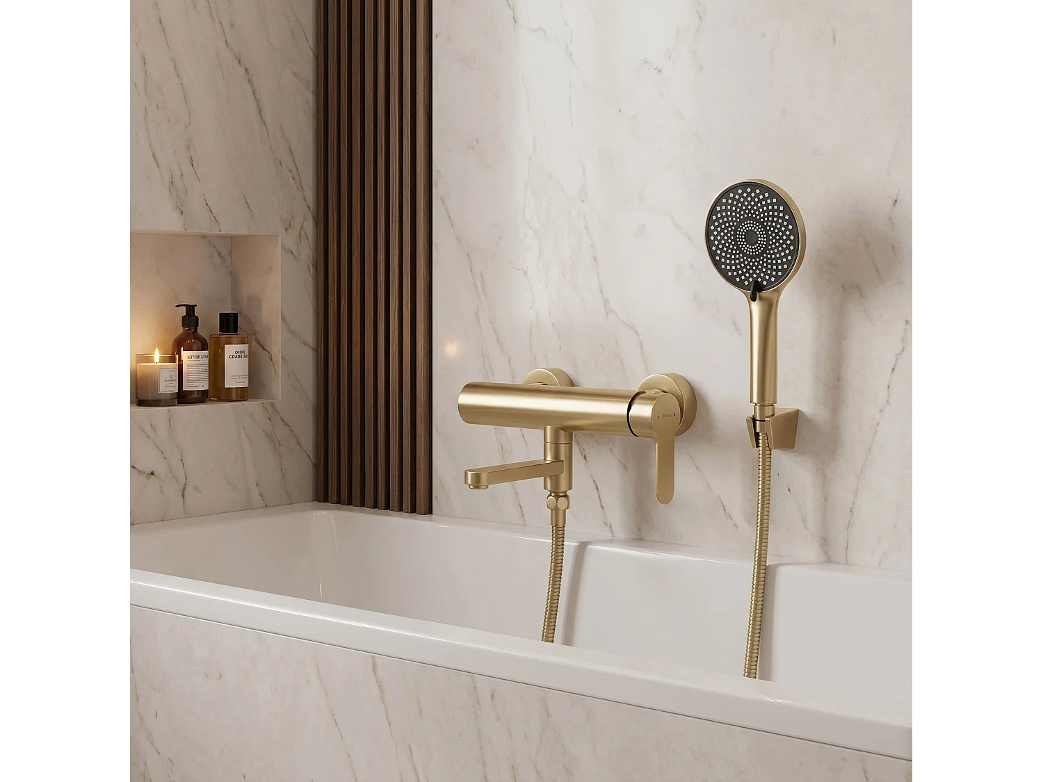 Torneira Da Banheira Rea Arcos Brush Gold