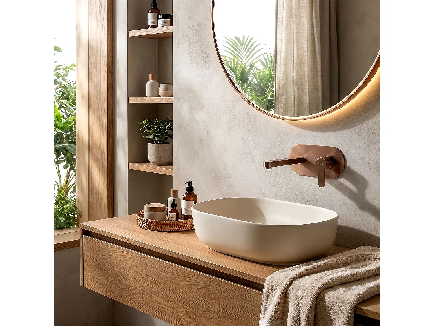 Verborgen Wastafelkraan Rea Arcos Brush Copper
