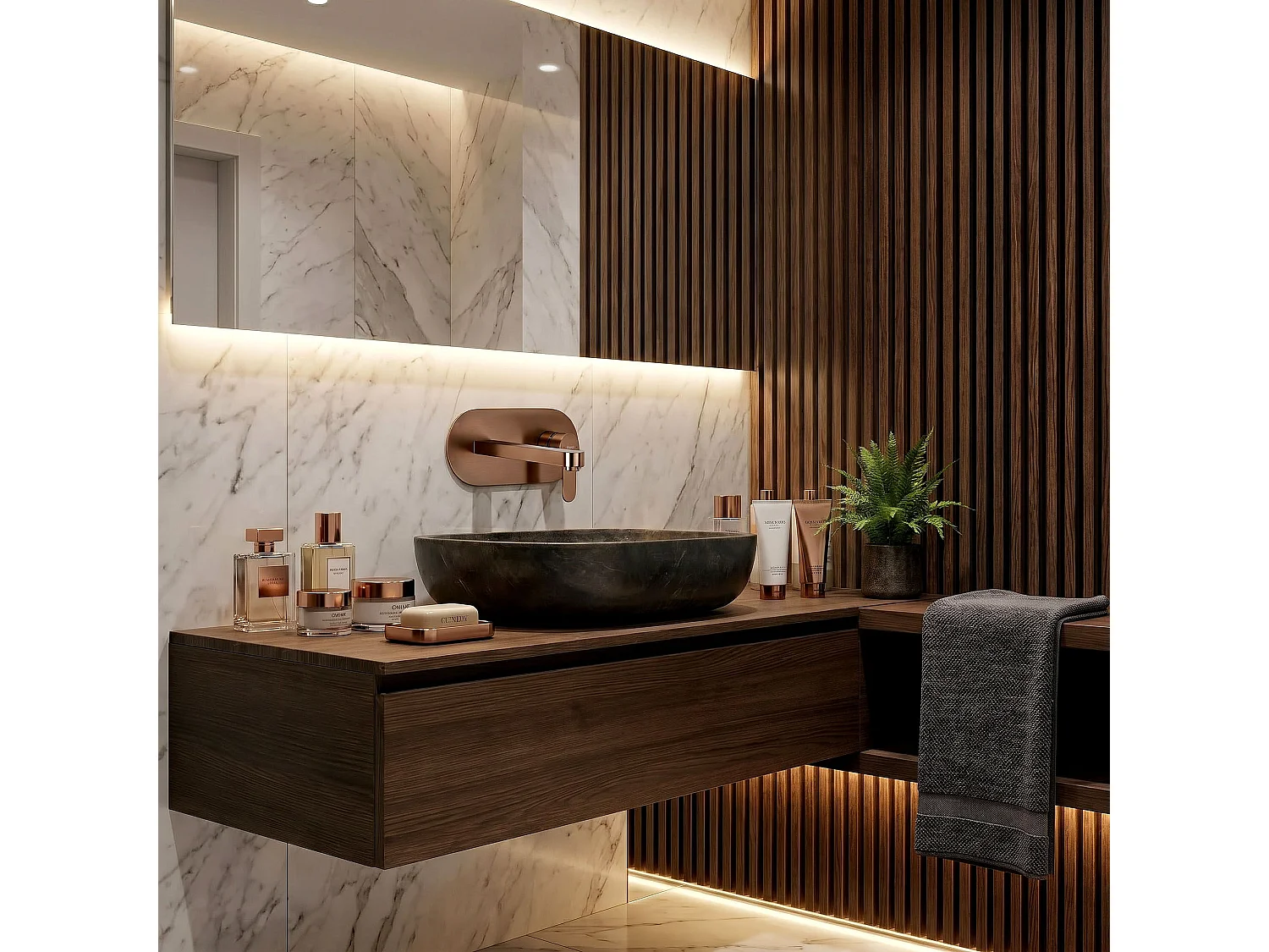 Verborgen Wastafelkraan Rea Arcos Brush Copper