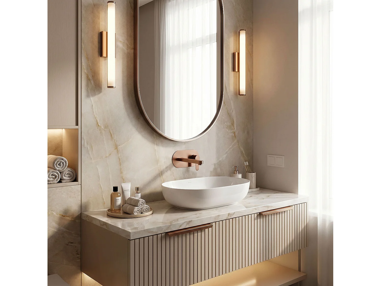 Verborgen Wastafelkraan Rea Arcos Brush Copper