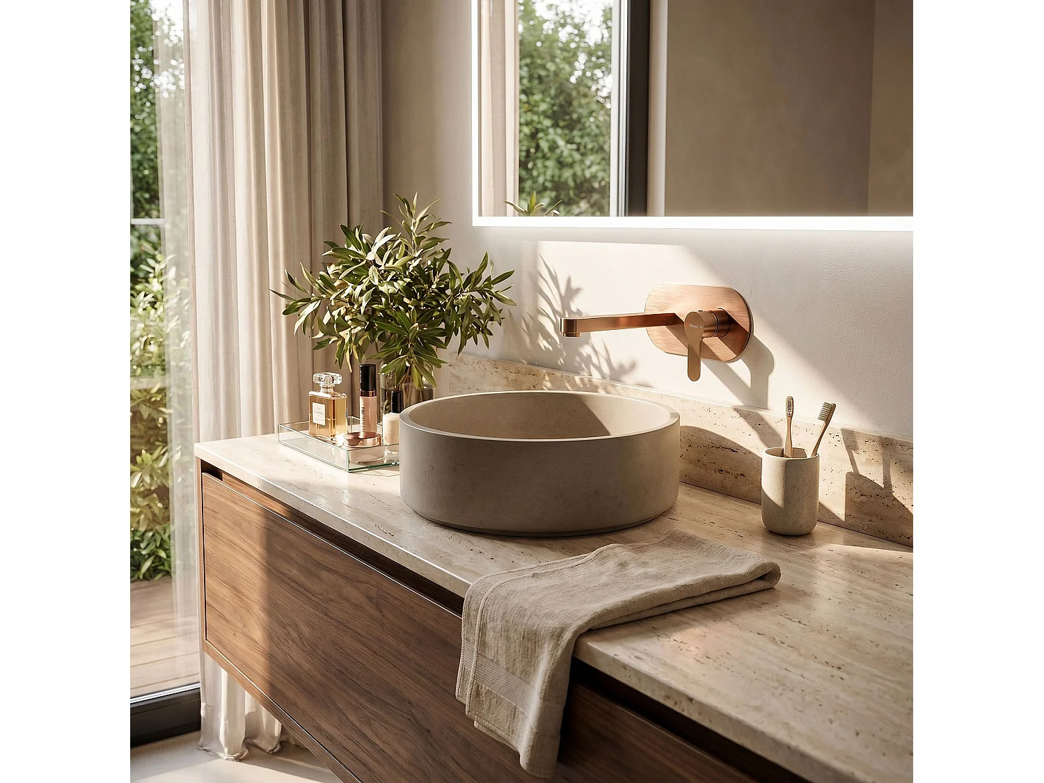 Verborgen Wastafelkraan Rea Arcos Brush Copper