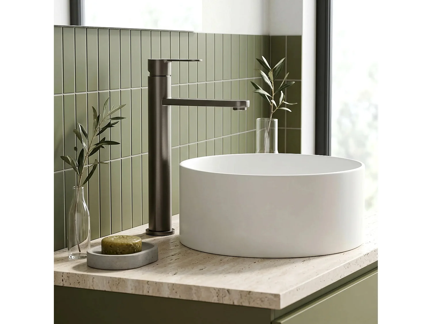 Robinet De Lavabo Rea Arcos High Titanium