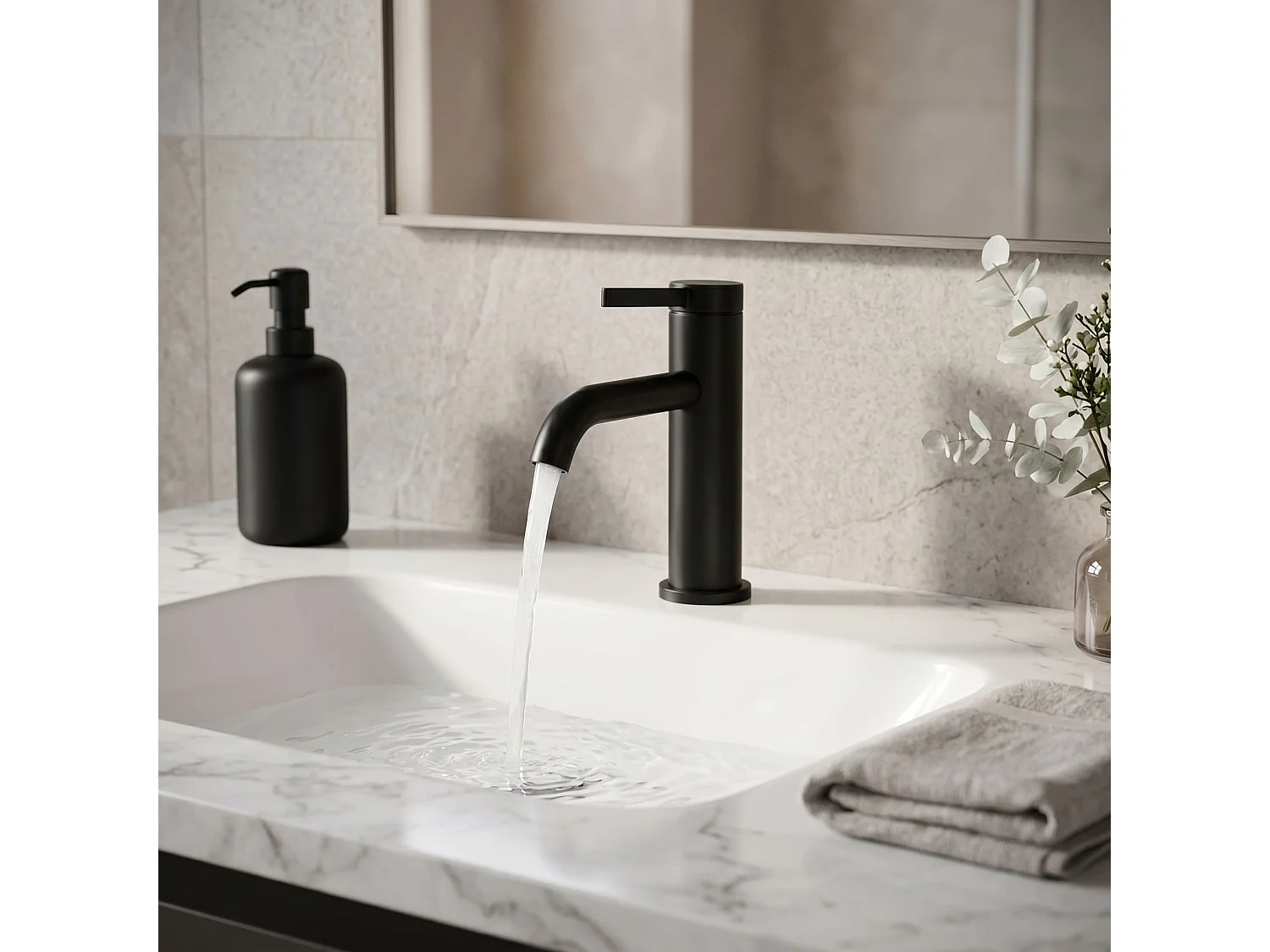 Håndvaskarmatur Rea Rivo Low Black