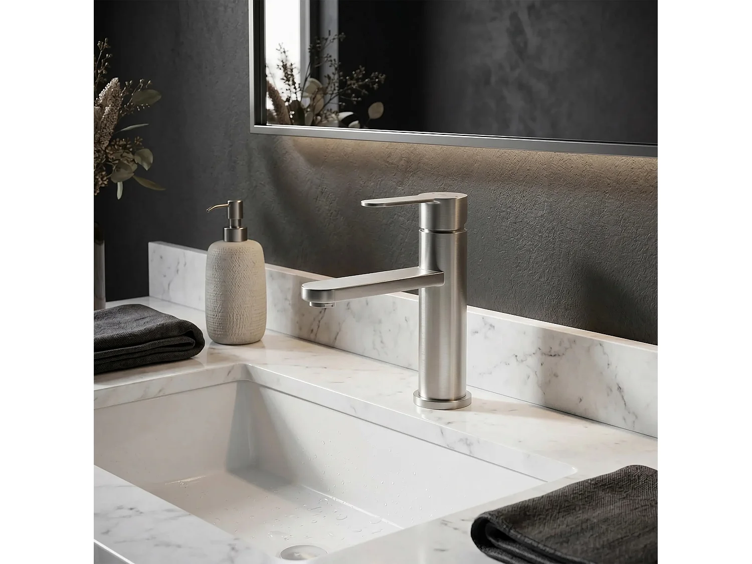 Robinet De Lavabo Rea Arcos Low Brush Nickel