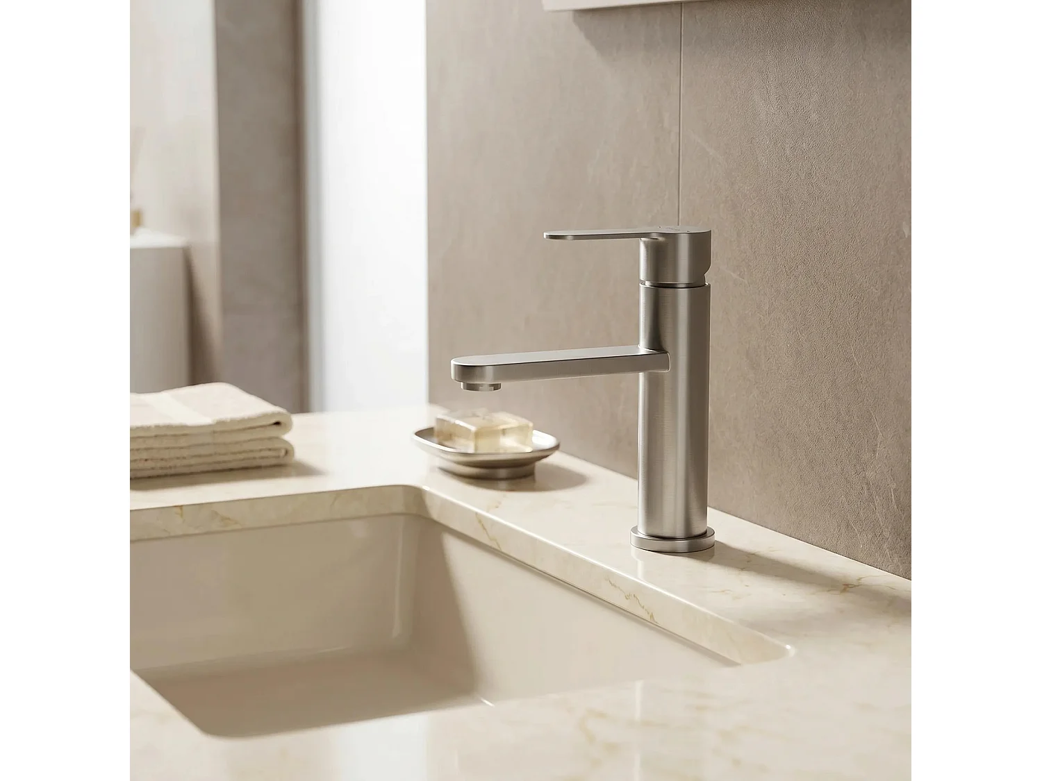 Robinet De Lavabo Rea Arcos Low Brush Nickel