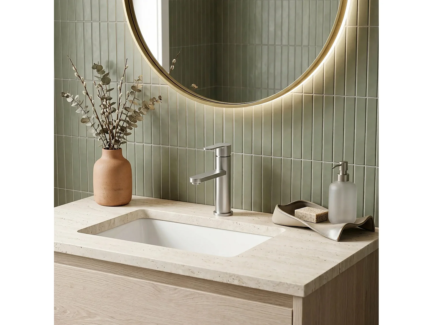 Robinet De Lavabo Rea Arcos Low Brush Nickel