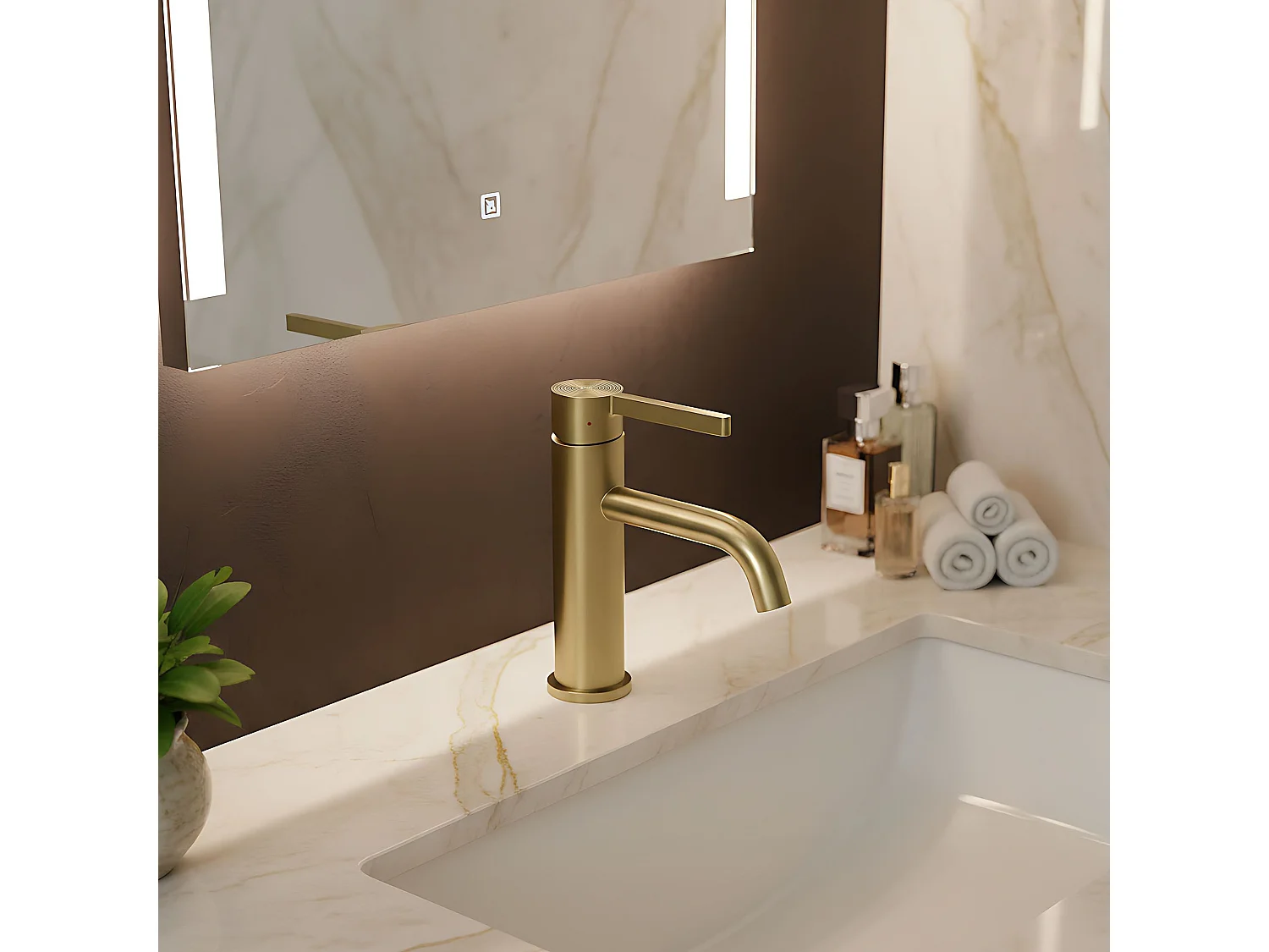Wastafelmengkraan Rea Foster Low Brush Gold