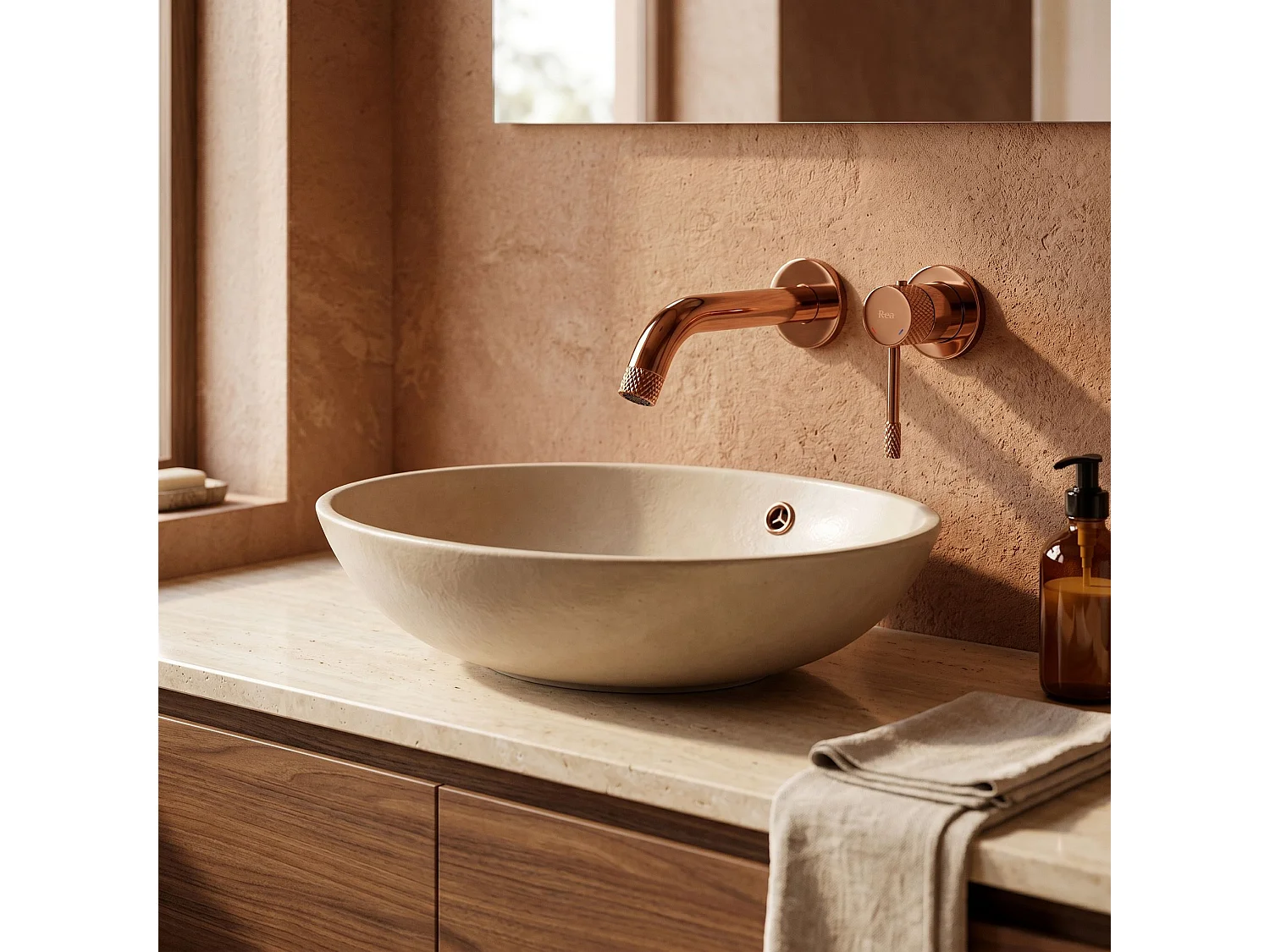 Robinet De Lavabo Encastré Rea Venti Brush Copper