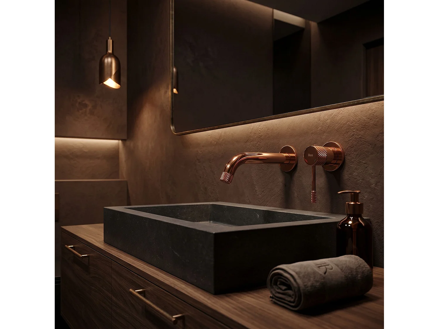 Robinet De Lavabo Encastré Rea Venti Brush Copper