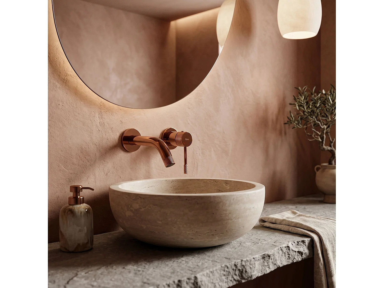 Robinet De Lavabo Encastré Rea Venti Brush Copper