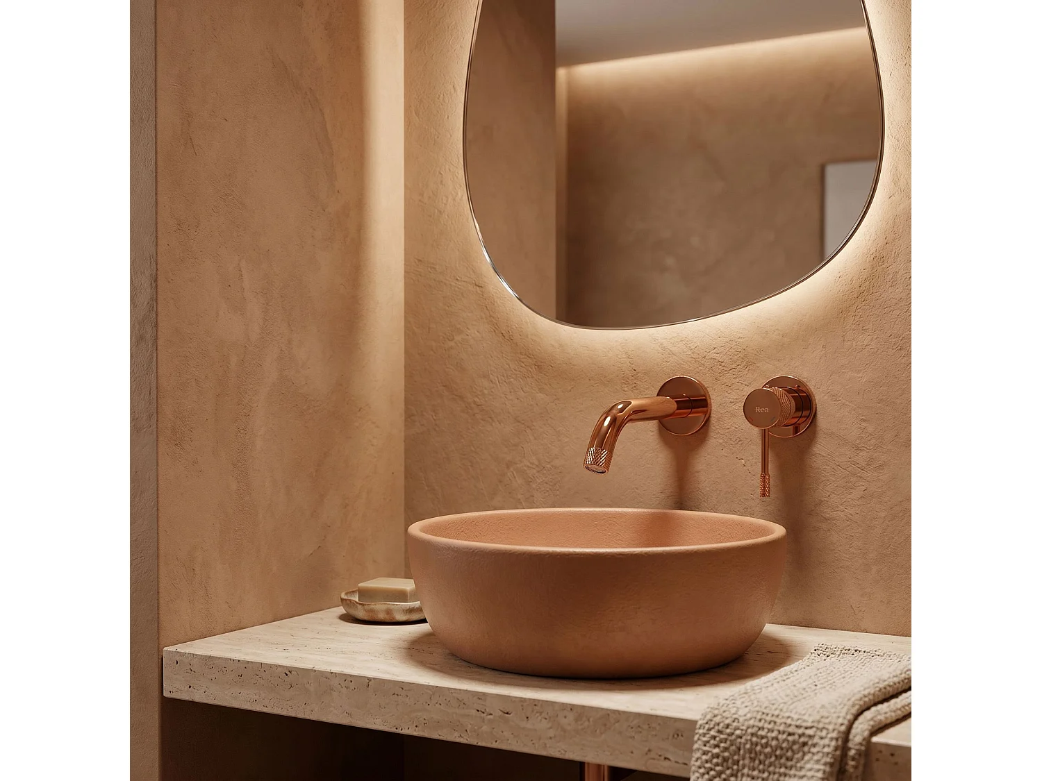 Robinet De Lavabo Encastré Rea Venti Brush Copper