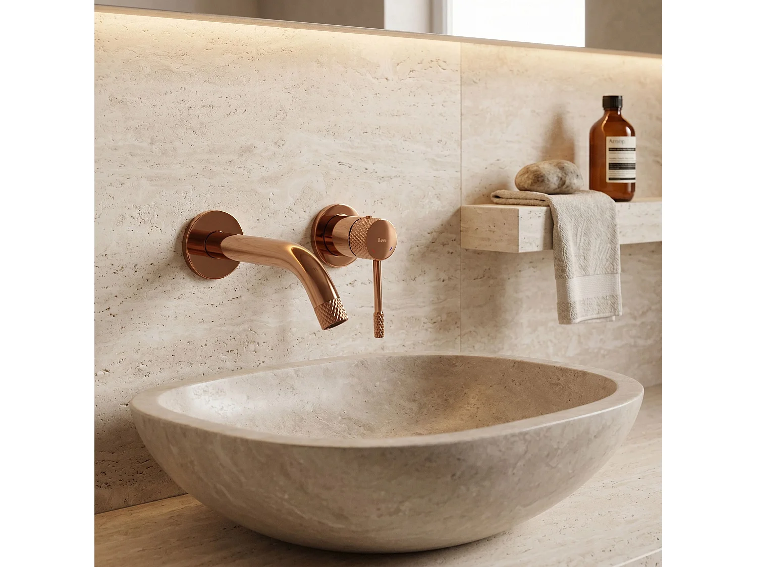 Robinet De Lavabo Encastré Rea Venti Brush Copper