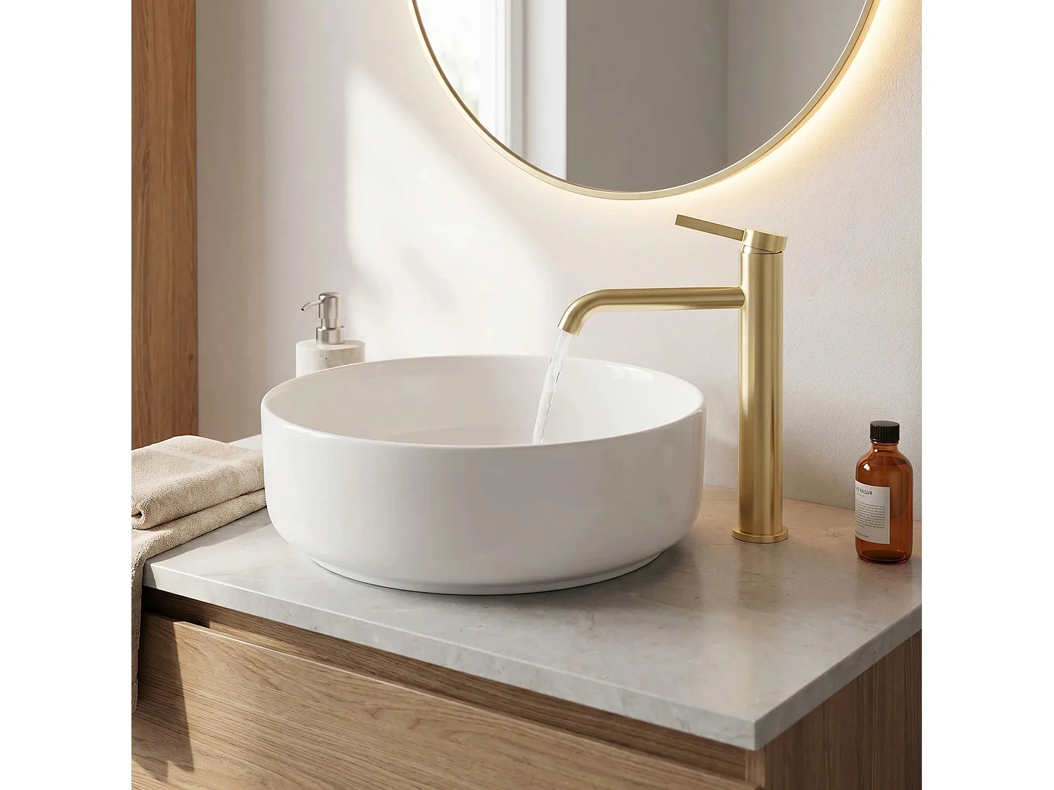 Grifo Del Lavabo Rea Rivo High Brush Gold