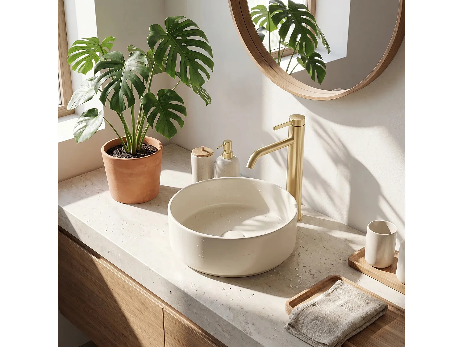 Grifo Del Lavabo Rea Rivo High Brush Gold