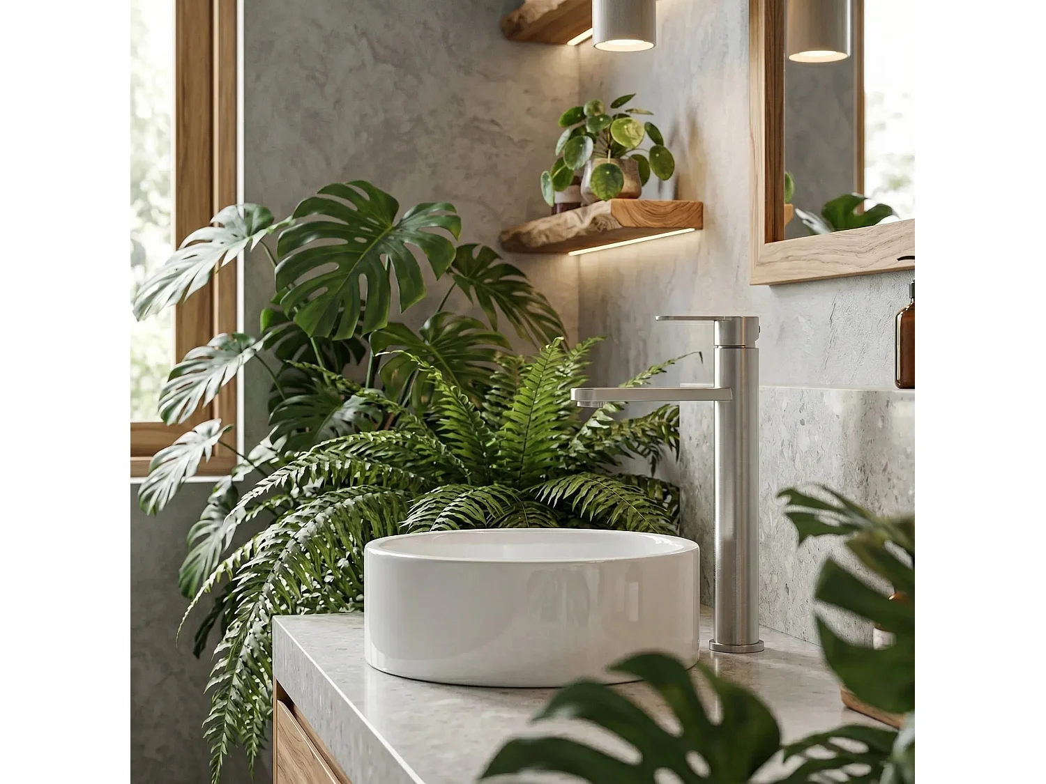 Robinet De Lavabo Rea Arcos High Brush Nickel