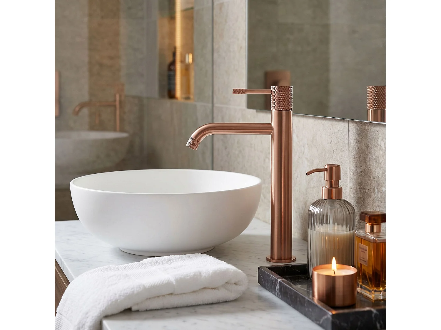 Robinet De Lavabo Rea Venti High Brush Copper