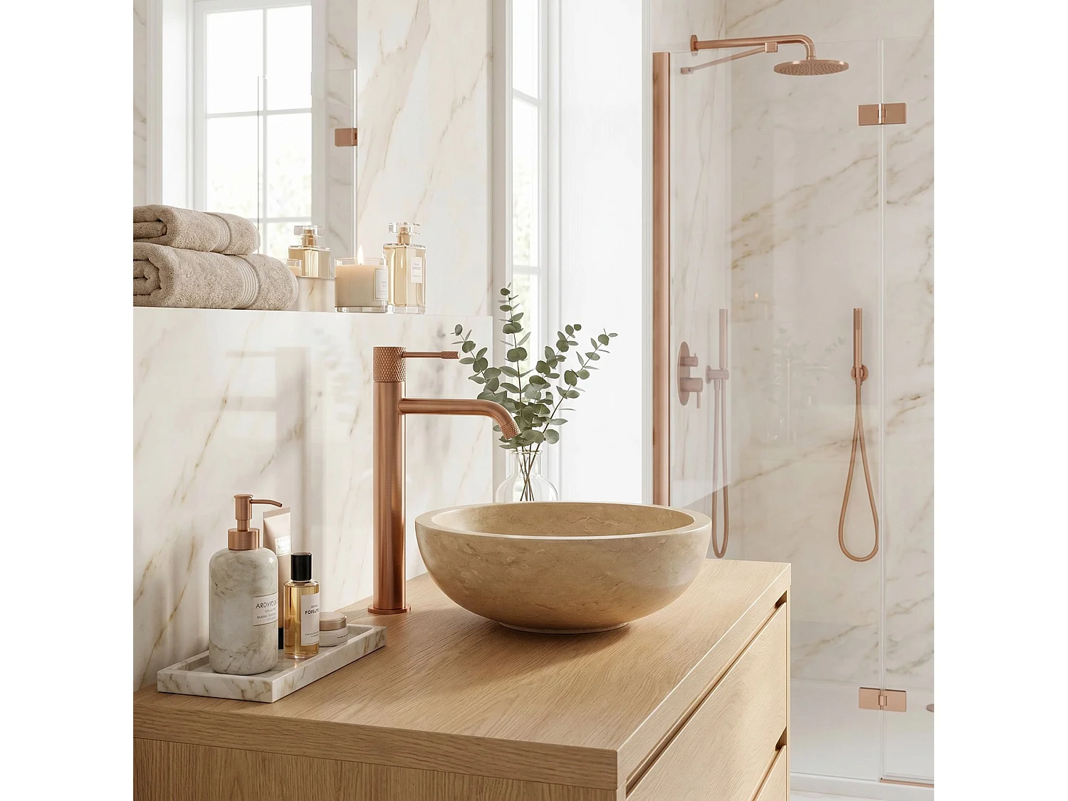 Robinet De Lavabo Rea Venti High Brush Copper
