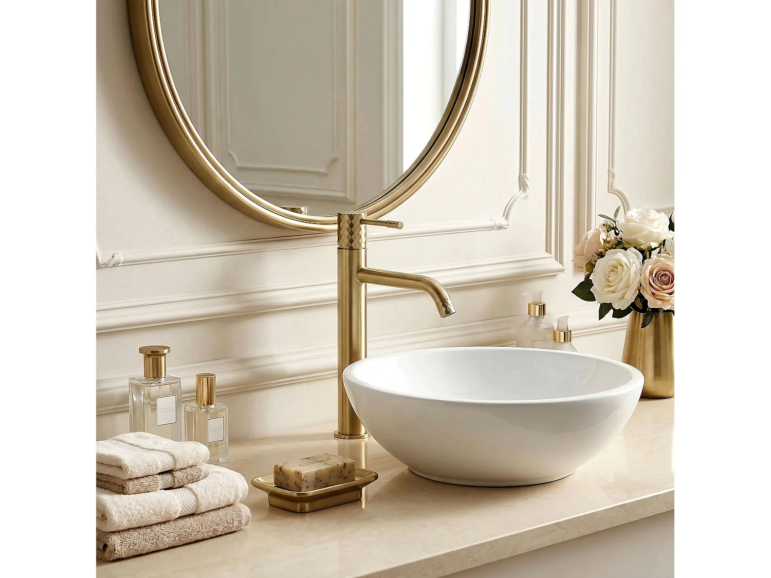 Robinet De Lavabo Rea Lungo High Brush Gold