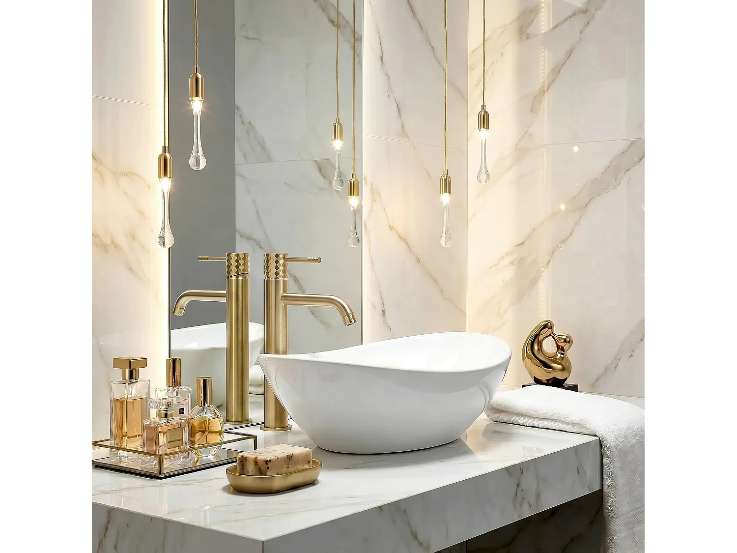 Robinet De Lavabo Rea Lungo High Brush Gold