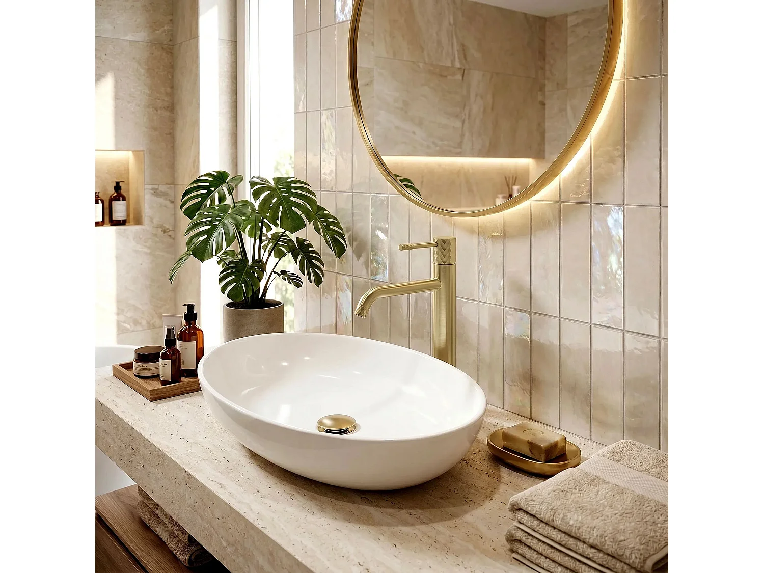 Robinet De Lavabo Rea Lungo High Brush Gold