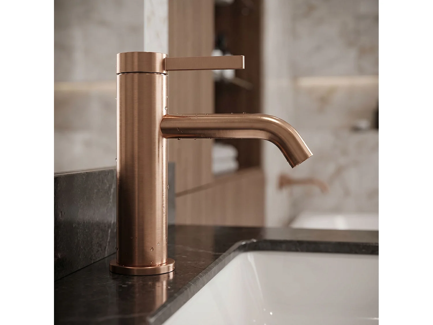 Wastafelkraan Rea Rivo Low Brush Copper