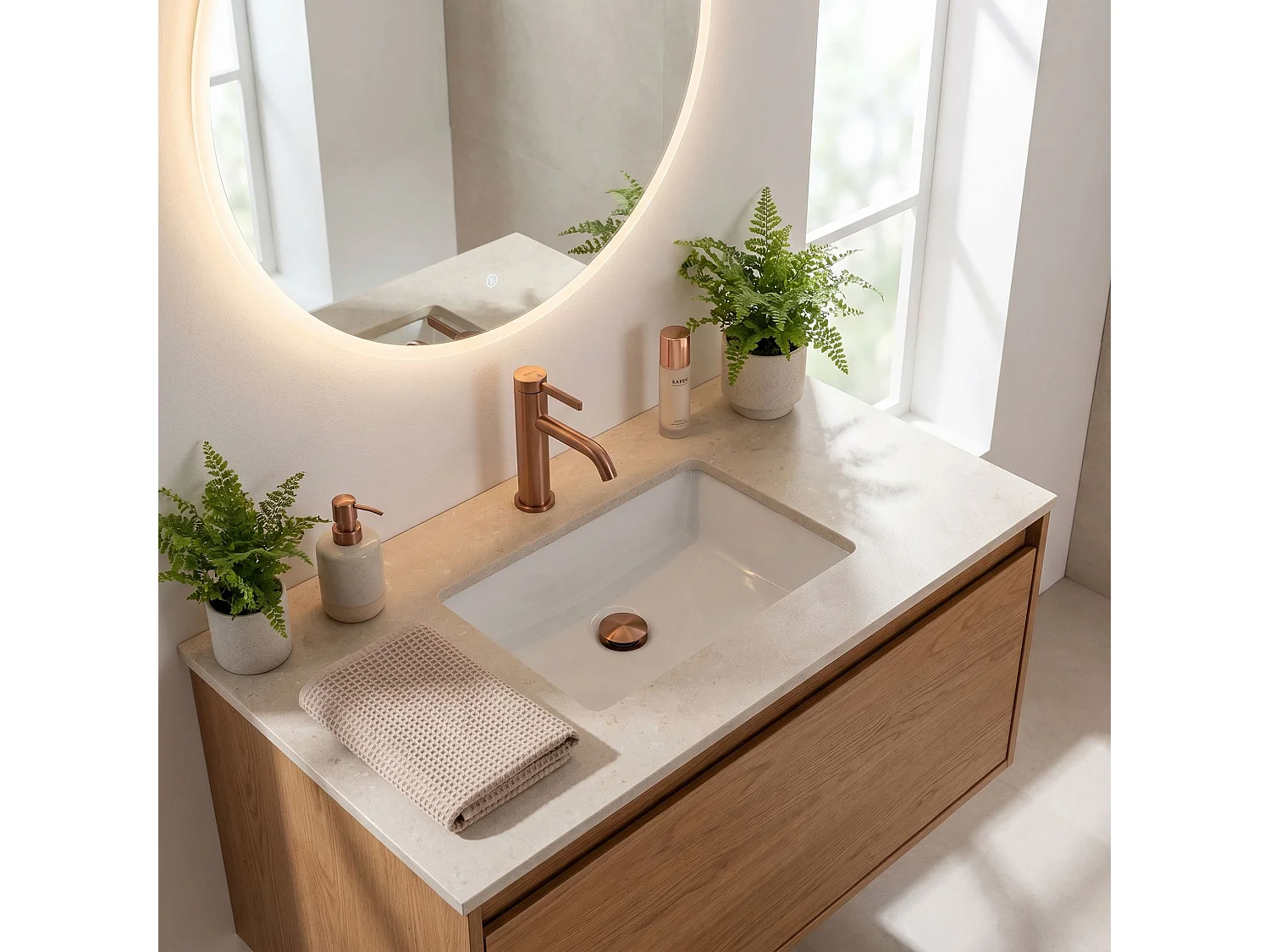 Wastafelkraan Rea Rivo Low Brush Copper