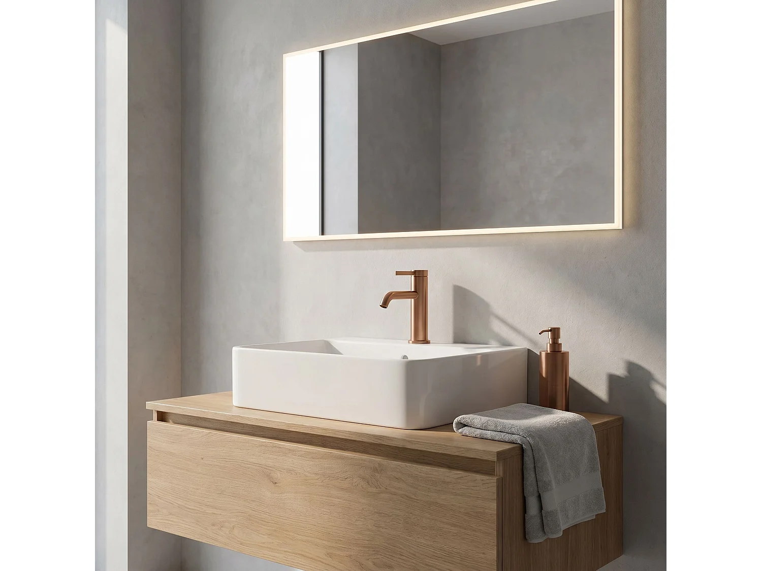 Wastafelkraan Rea Rivo Low Brush Copper