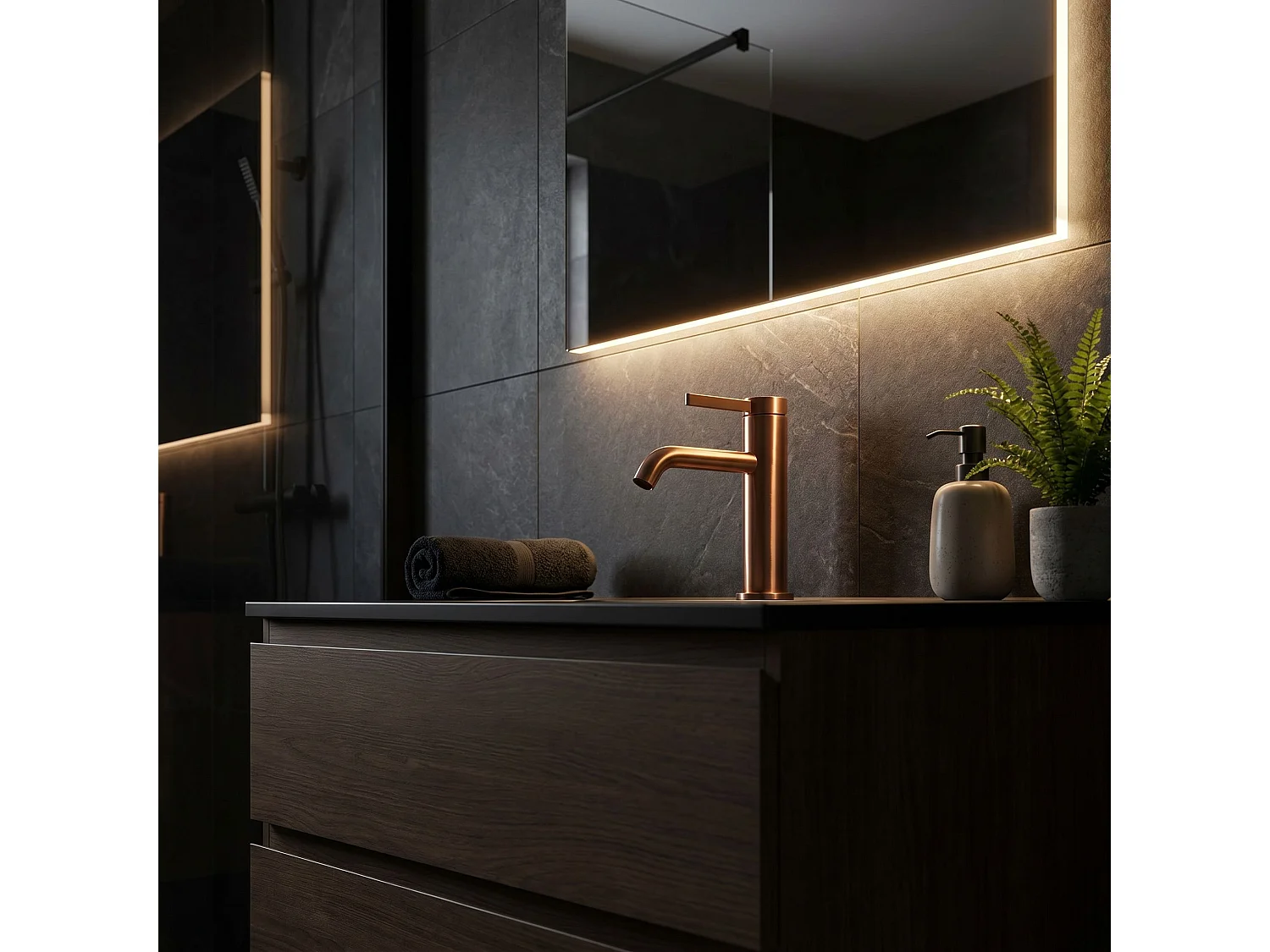 Wastafelkraan Rea Rivo Low Brush Copper