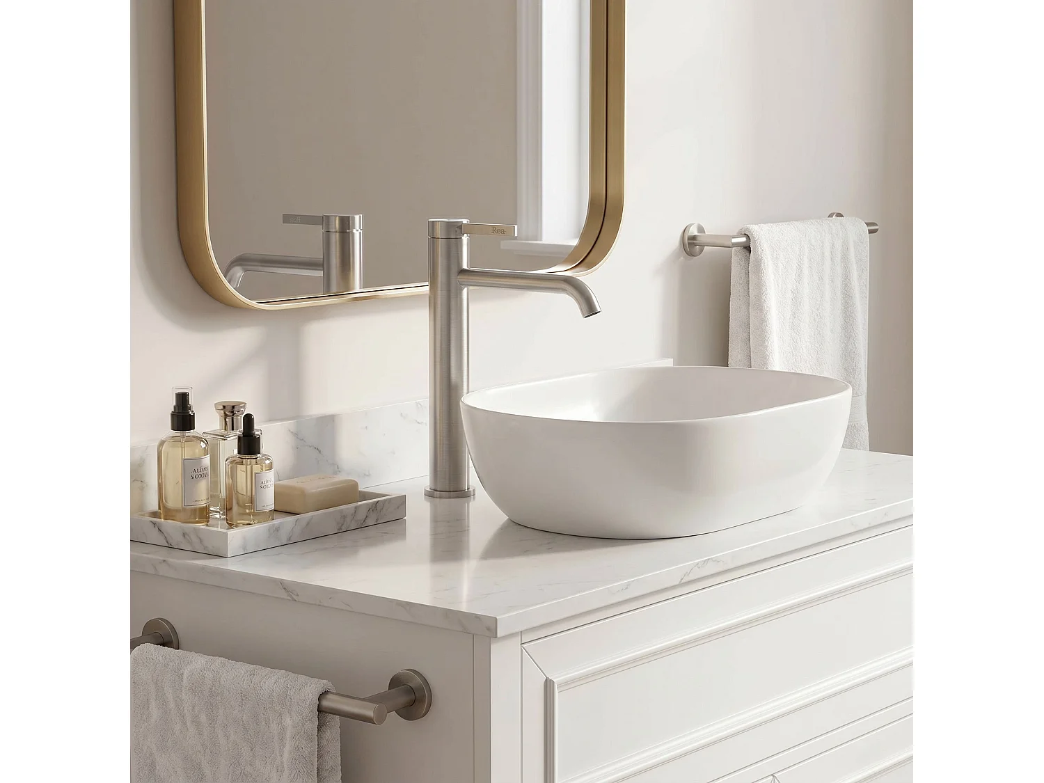 Washbasin Tap Rea Rivo High Brush Nickel