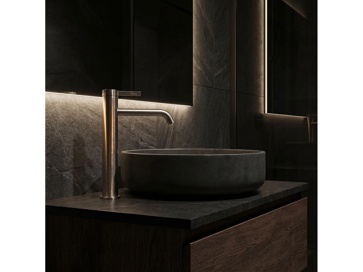 Washbasin Tap Rea Rivo High Brush Nickel