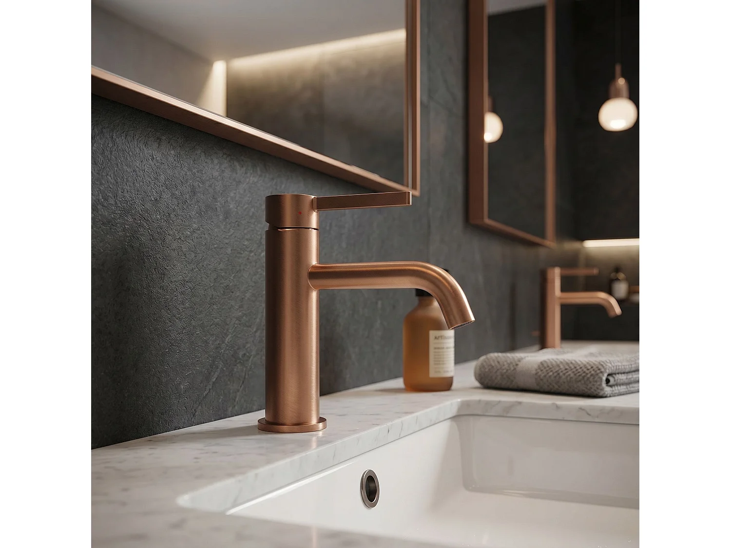 Wastafelkraan Rea Foster Low Brush Copper