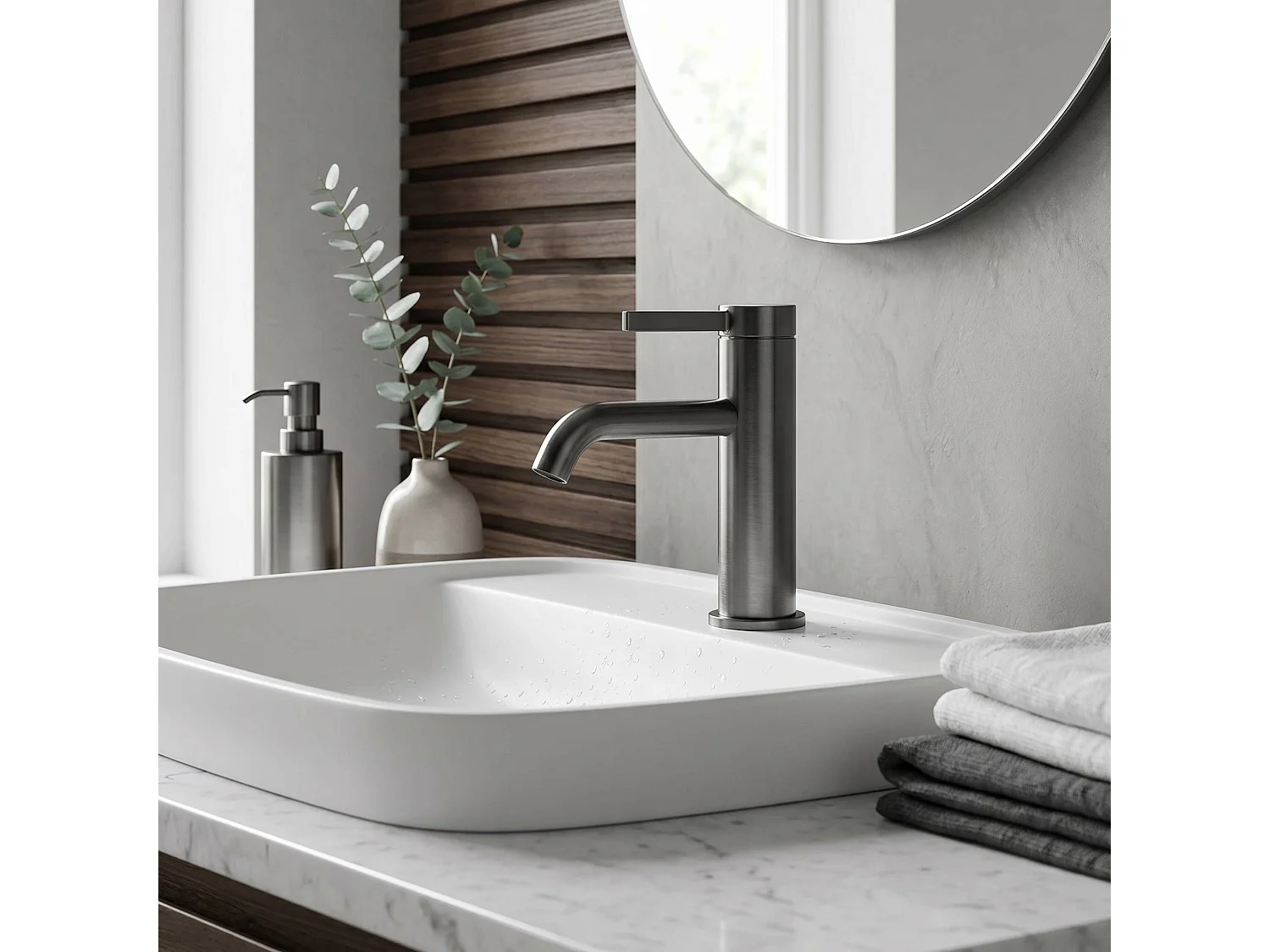 Robinet De Lavabo Rea Rivo Low Titanium