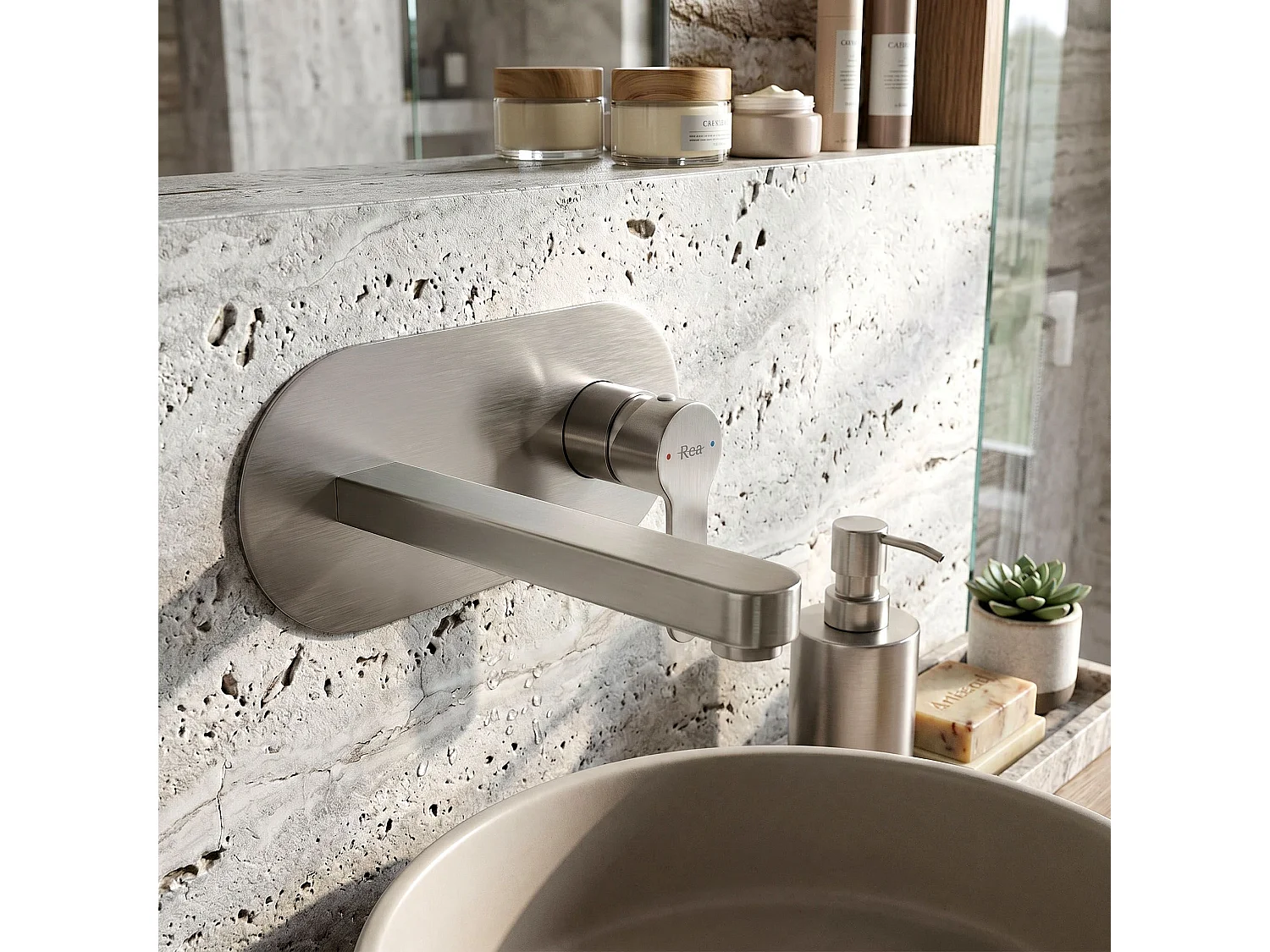 Robinet De Lavabo Dissimulé Rea Arcos Brush Nickel
