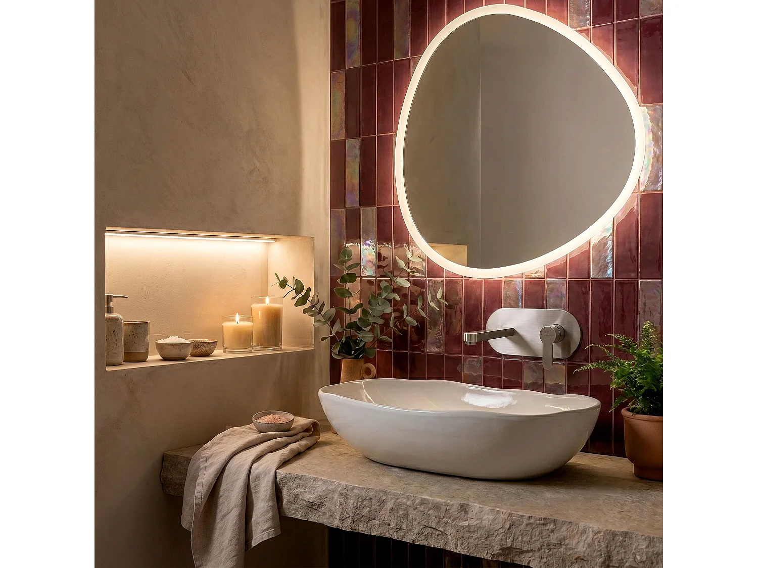 Robinet De Lavabo Dissimulé Rea Arcos Brush Nickel