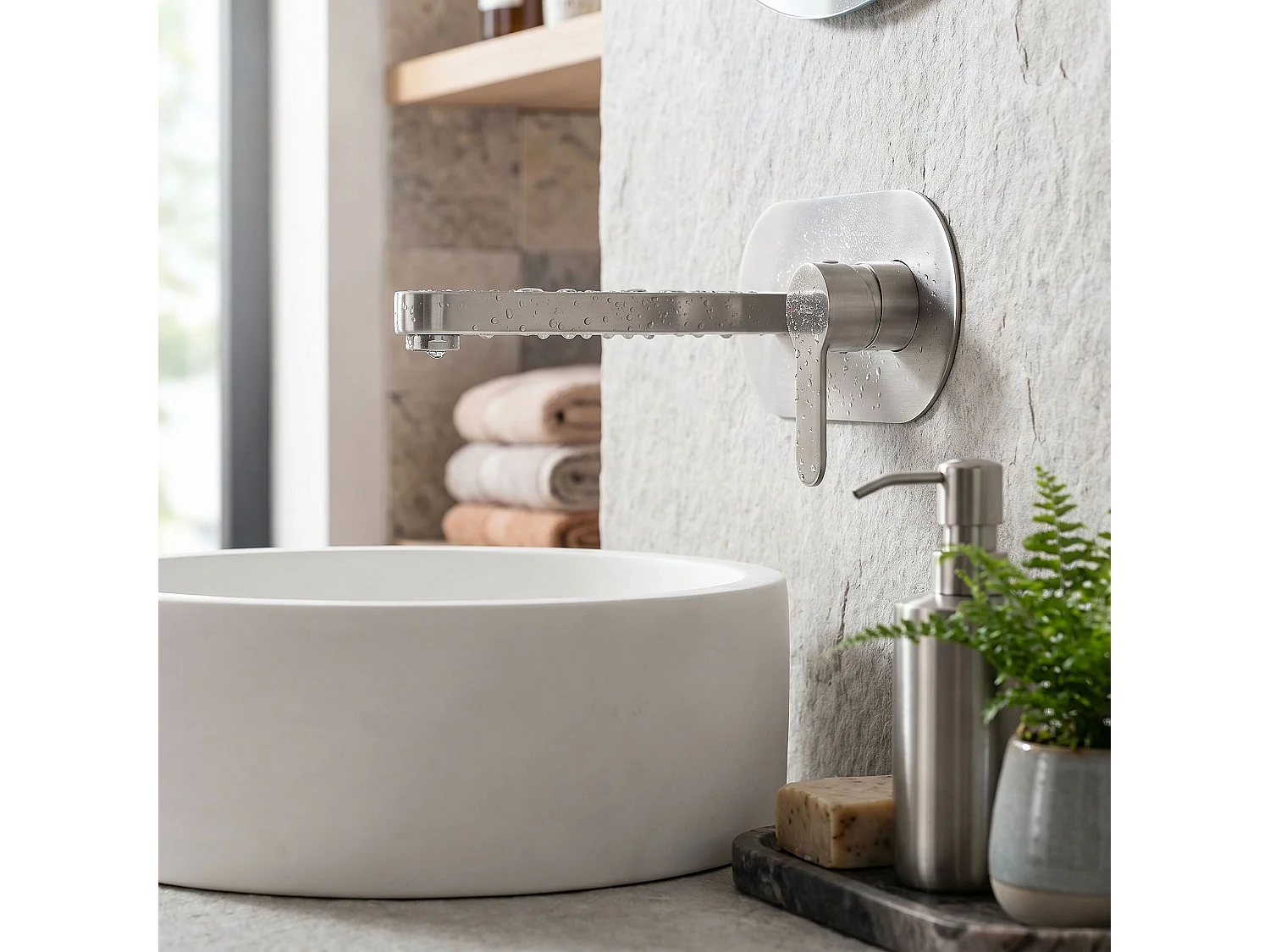 Robinet De Lavabo Dissimulé Rea Arcos Brush Nickel