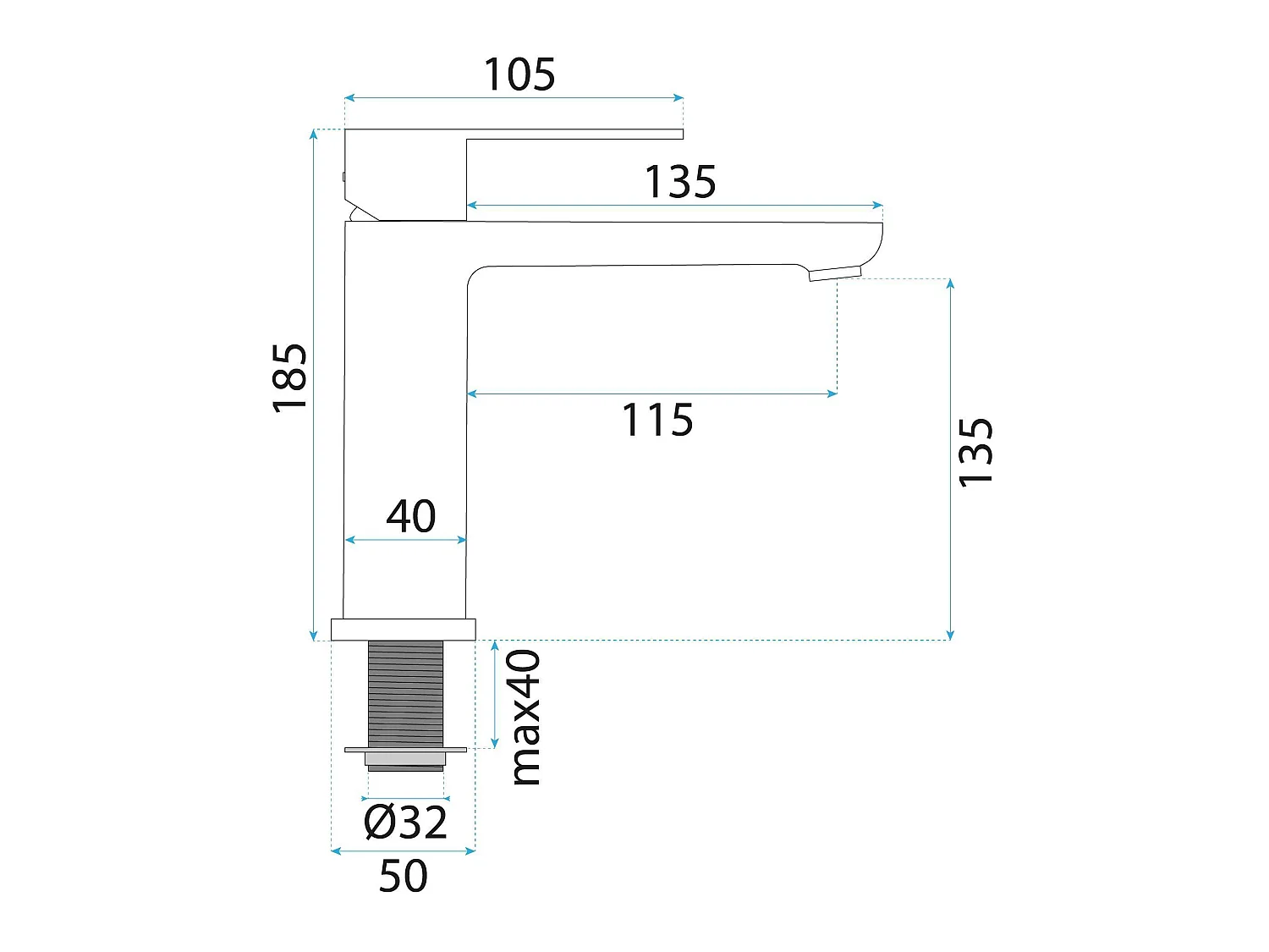 Robinet De Lavabo Rea Logan Low Titanium