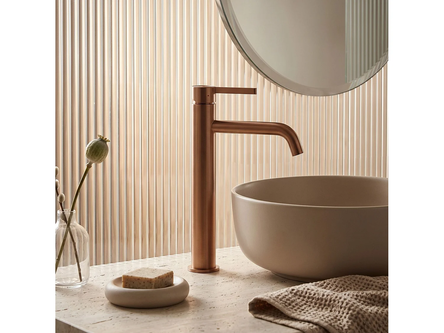 Wastafelkraan Rea Foster High Brush Copper