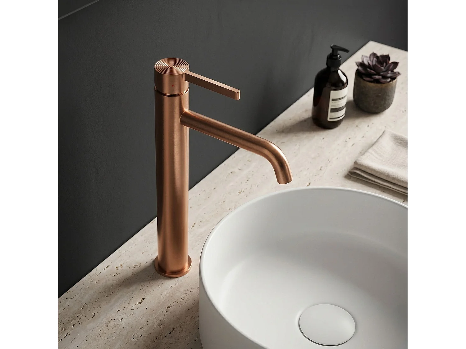 Wastafelkraan Rea Foster High Brush Copper