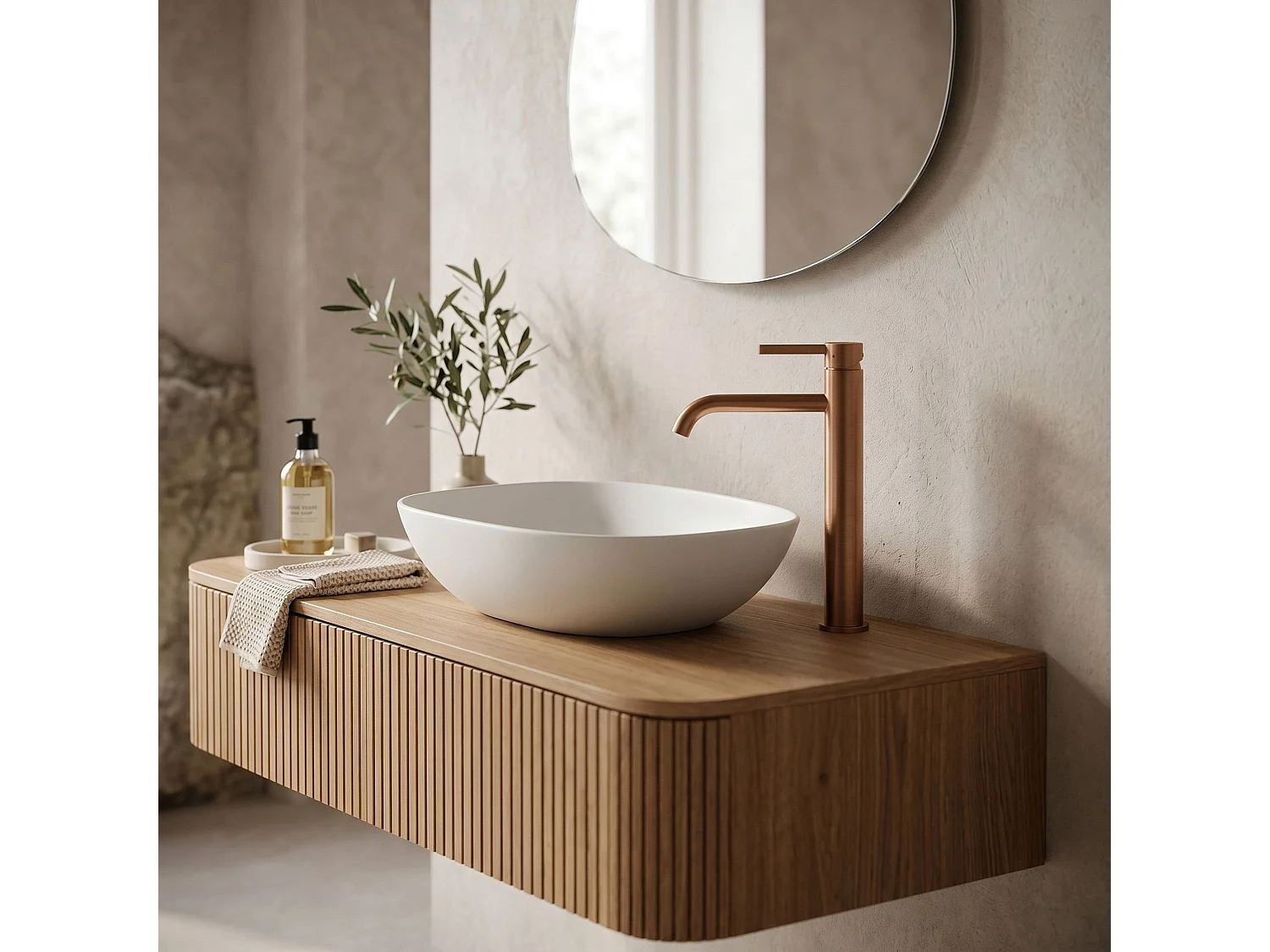 Wastafelkraan Rea Foster High Brush Copper