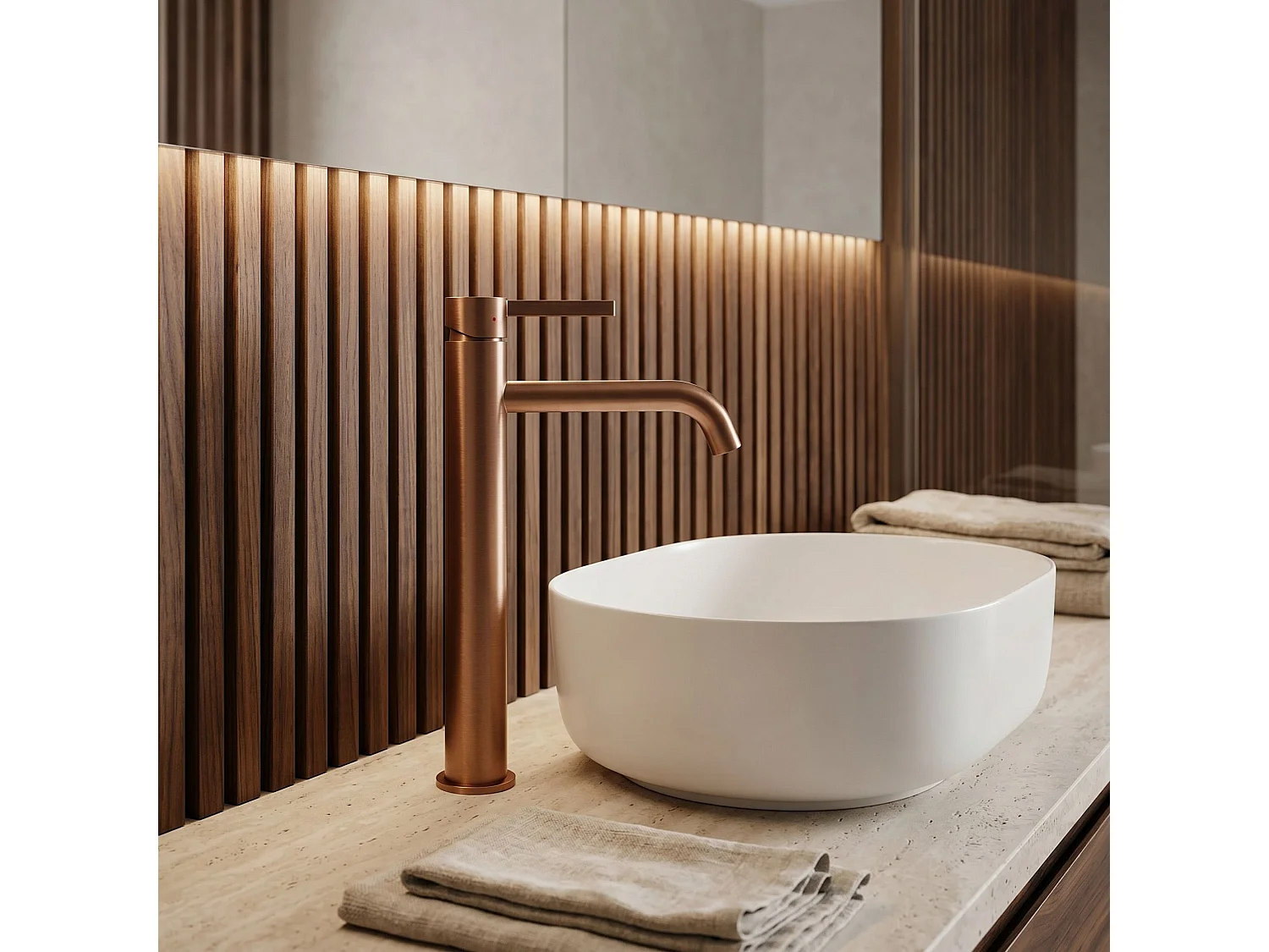 Wastafelkraan Rea Foster High Brush Copper