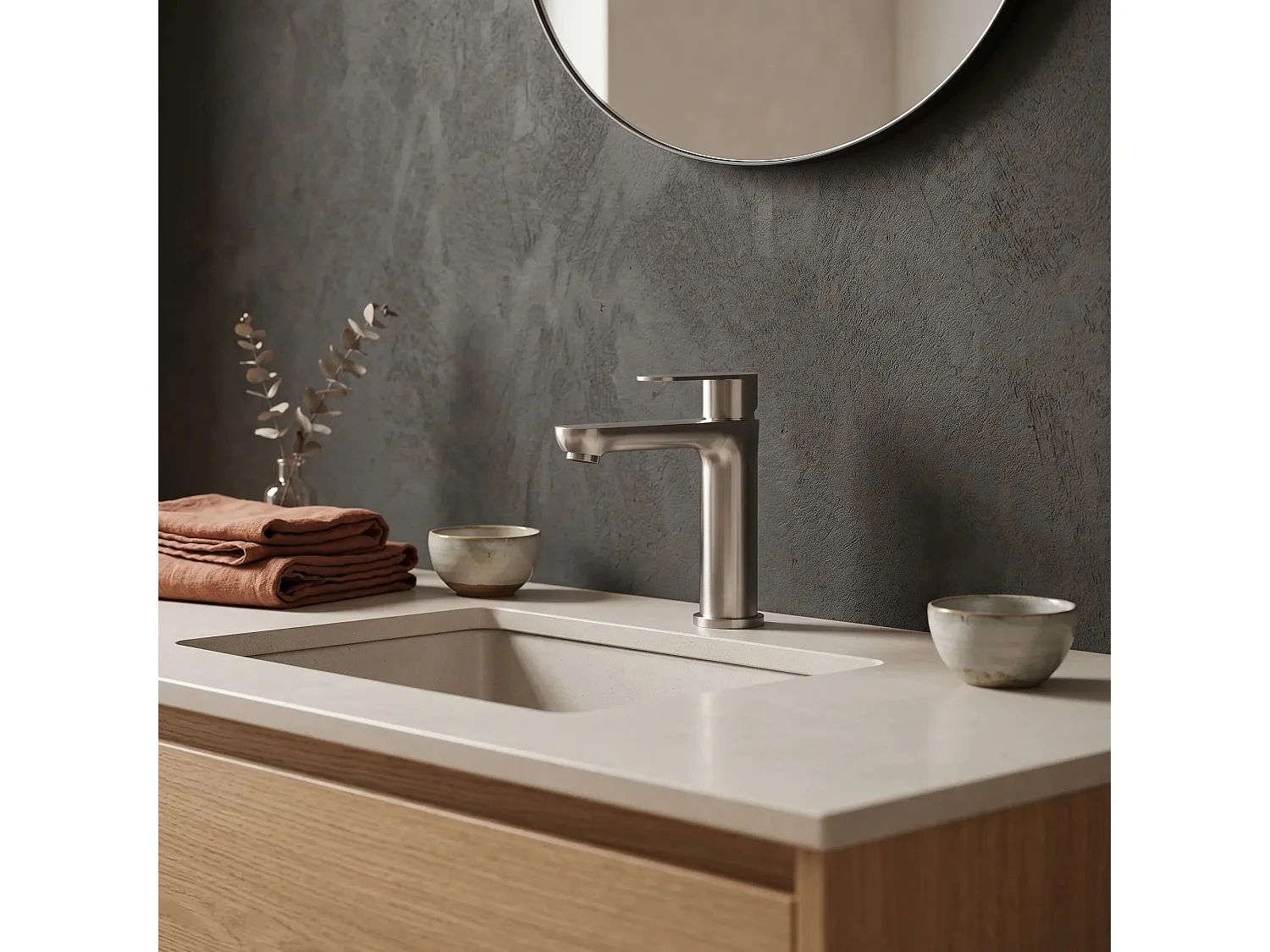 Robinet De Lavabo Rea Logan Low Brush Nickel