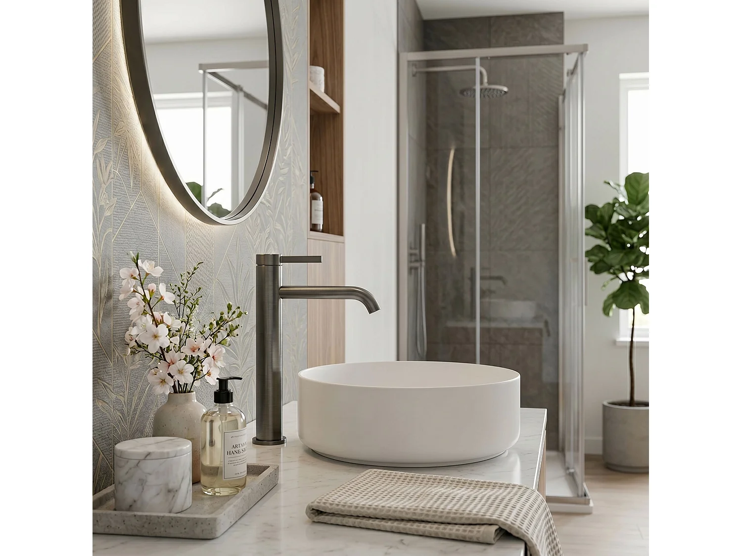 Washbasin Tap Rea Rivo High Titanium