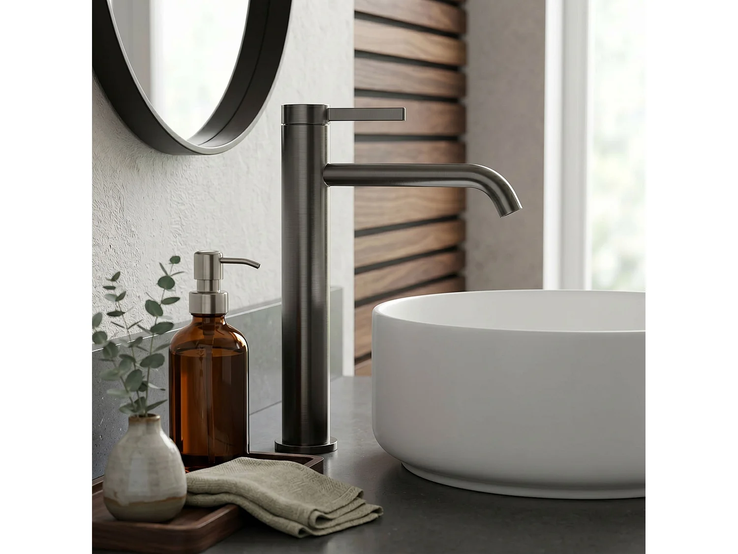 Washbasin Tap Rea Rivo High Titanium
