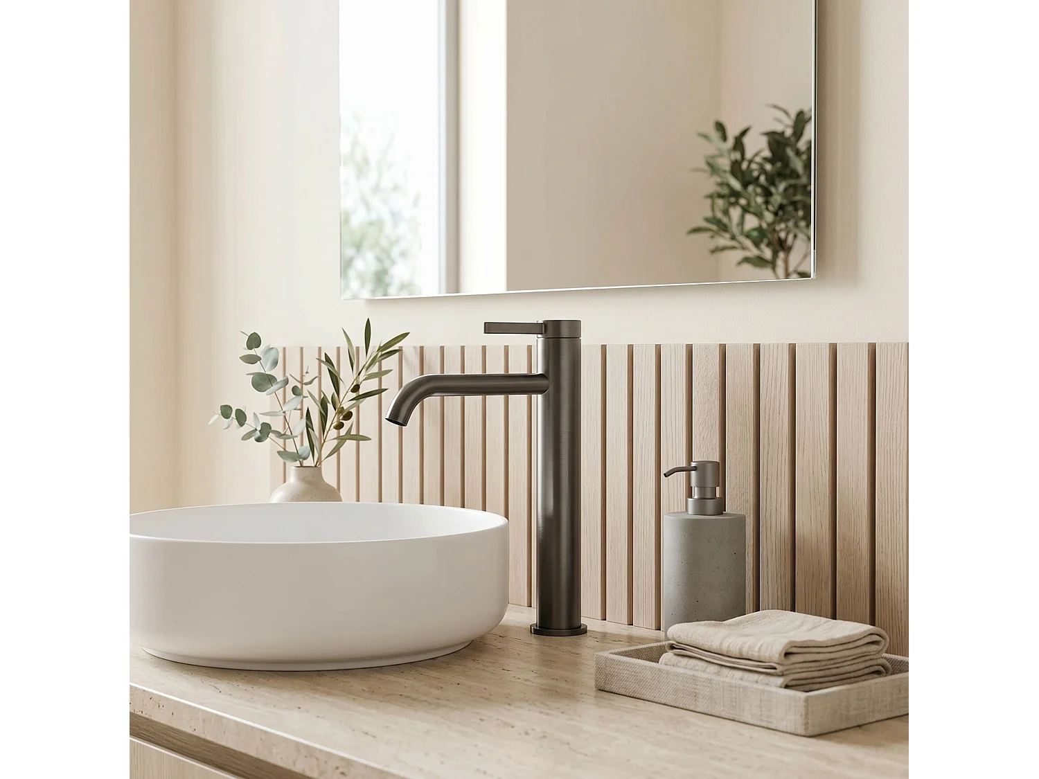 Washbasin Tap Rea Rivo High Titanium