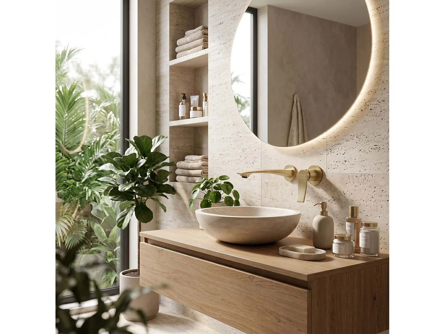 Inbyggd Tvättställsblandare Rea Vision Brush Gold